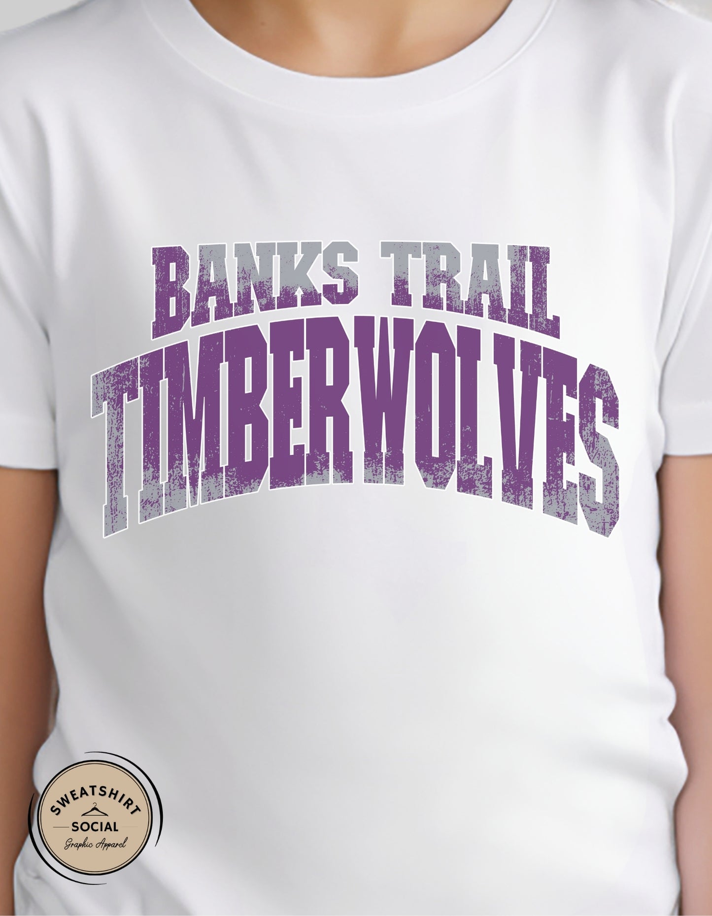 Kids Banks Trail Timberwolves School Spirit Shirt – Vintage Distressed Game Day Tee (Infant, Toddler & Youth)