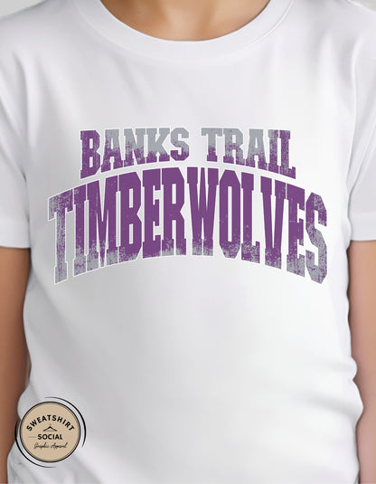 Kids Banks Trail Timberwolves School Spirit Shirt – Vintage Distressed Game Day Tee (Infant, Toddler & Youth)