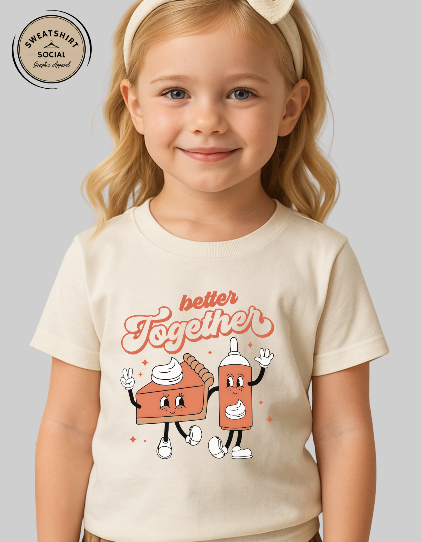 Kids “Better Together” Thanksgiving Shirt – Pumpkin Pie & Whipped Cream Tee (Infant, Toddler & Youth)