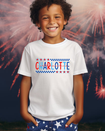 Kids’ Charlotte Fourth of July Shirt – Patriotic Hometown Tee (Infant, Toddler & Youth Sizes)