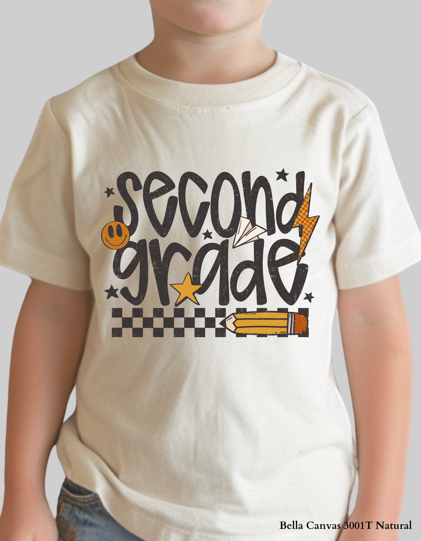 Checkerboard Grade Level Shirt – Retro Cool Back to School Tee (Toddler & Youth Sizes, Pre-K to 5th Grade)