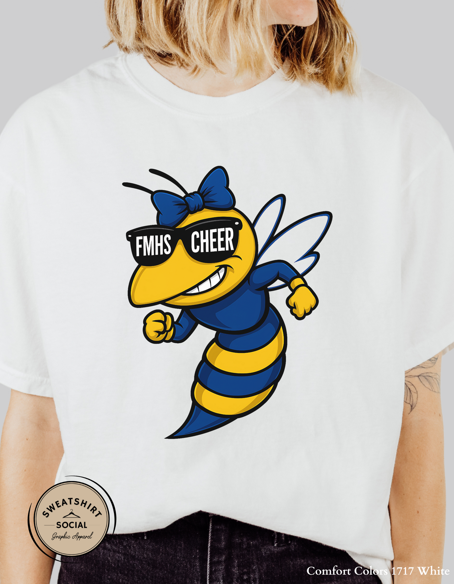 Fort Mill Yellow Jackets Cheer Mascot Shirt – JV, Varsity, or FMHS Cheer (Adult Sizes)