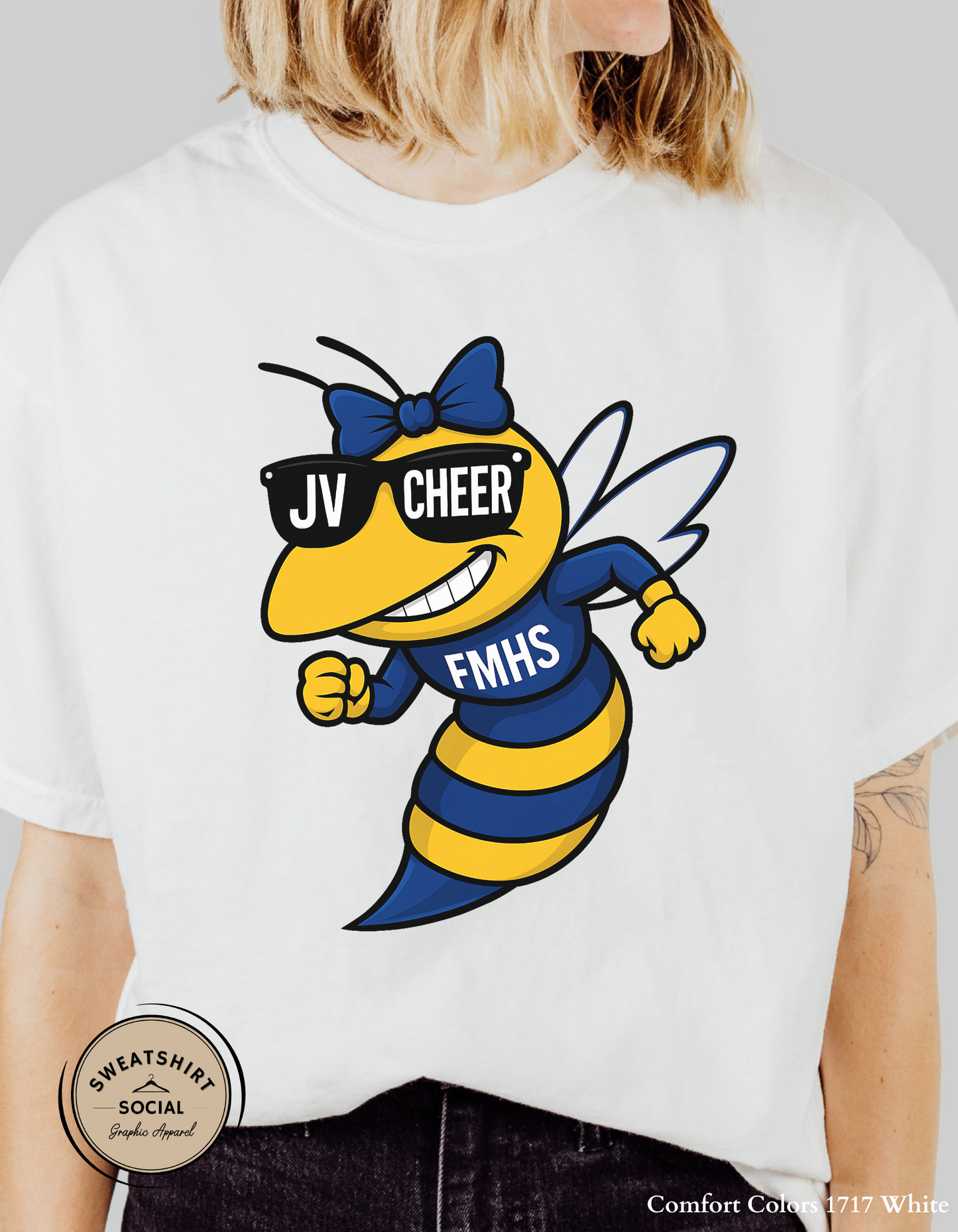 Fort Mill Yellow Jackets Cheer Mascot Shirt – JV, Varsity, or FMHS Cheer (Adult Sizes)