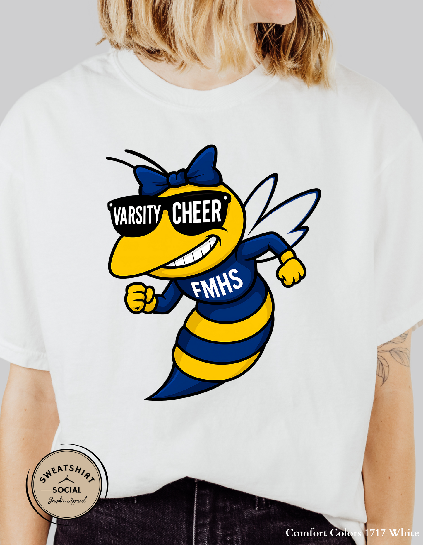 Fort Mill Yellow Jackets Cheer Mascot Shirt – JV, Varsity, or FMHS Cheer (Adult Sizes)