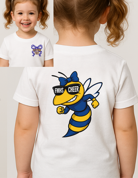 Kids Custom Fort Mill Yellow Jackets Cheer Shirt – Pick Your Design (JV, Varsity, or FMHS Cheer) (Infant, Toddler, Youth Sizes)