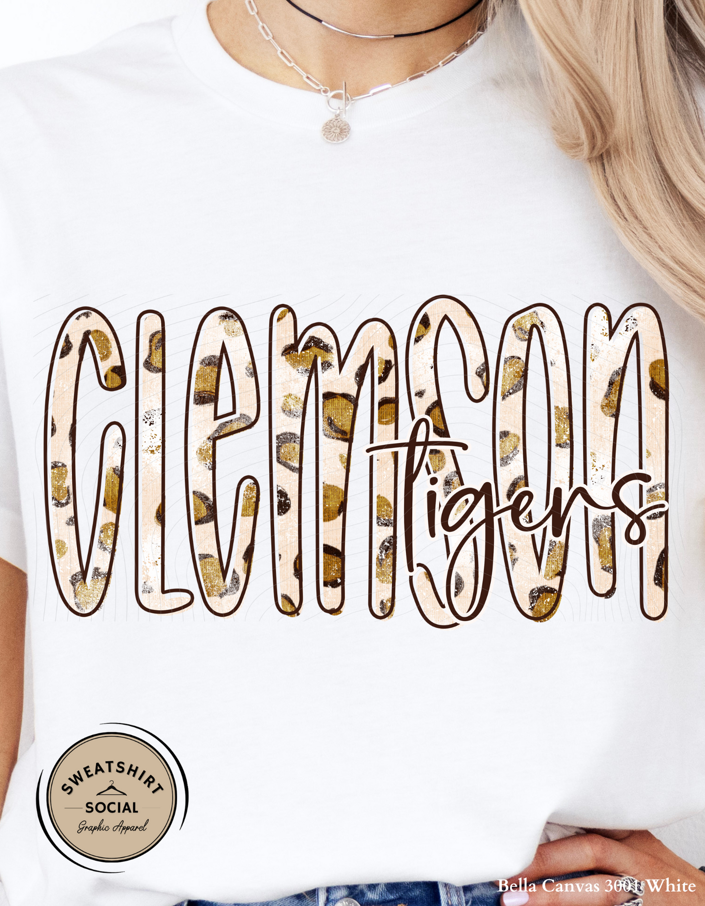 Clemson Tigers Lettered Look Spotted Print Shirt – Game Day Tee or Sweatshirt (Adult Sizes)