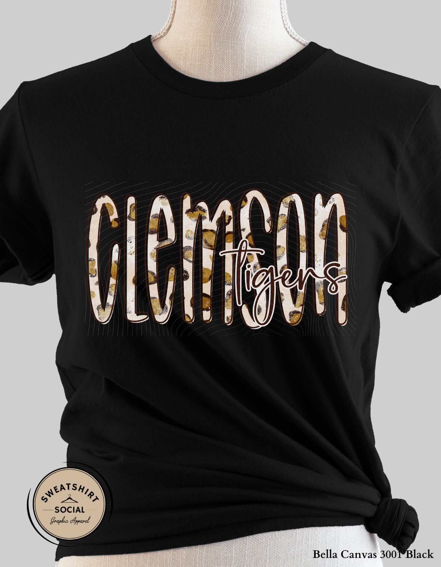 Clemson Tigers Lettered Look Spotted Print Shirt – Game Day Tee or Sweatshirt (Adult Sizes)