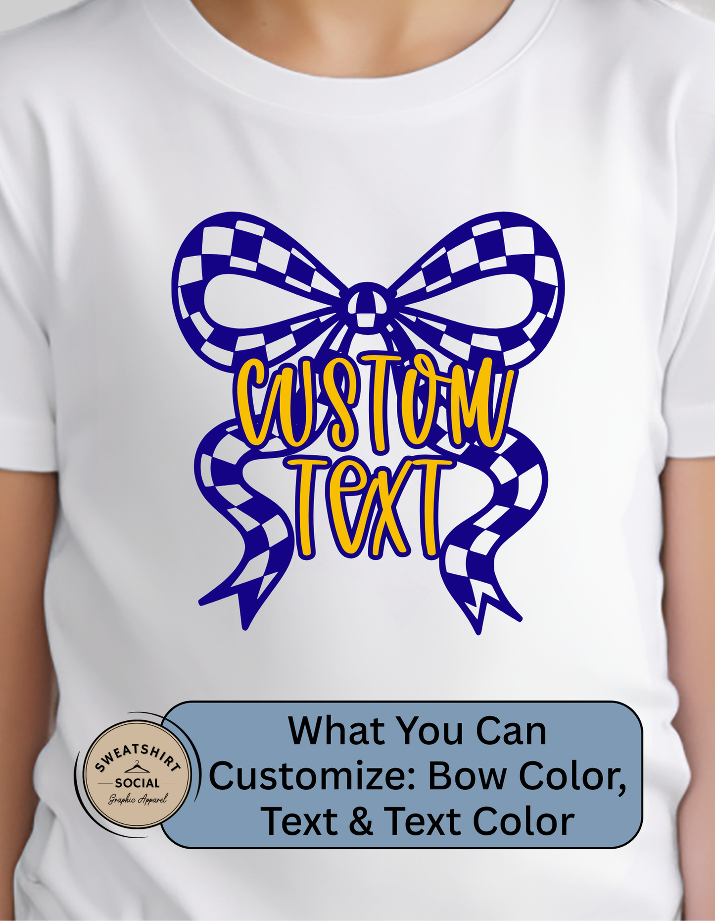 Kids Custom Bow Shirt or Sweatshirt – Personalized Text & Colors