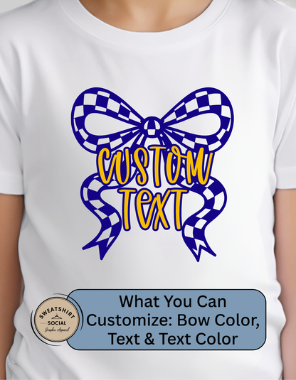 Kids Custom Bow Shirt or Sweatshirt – Personalized Text & Colors