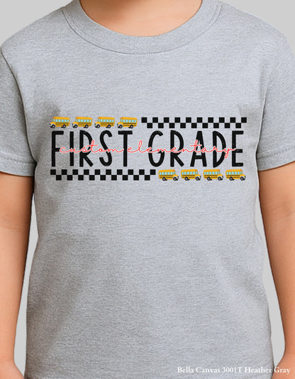 Custom Kids Grade Shirt – School Bus Back to School Tee (Bella+Canvas Toddler & Youth)