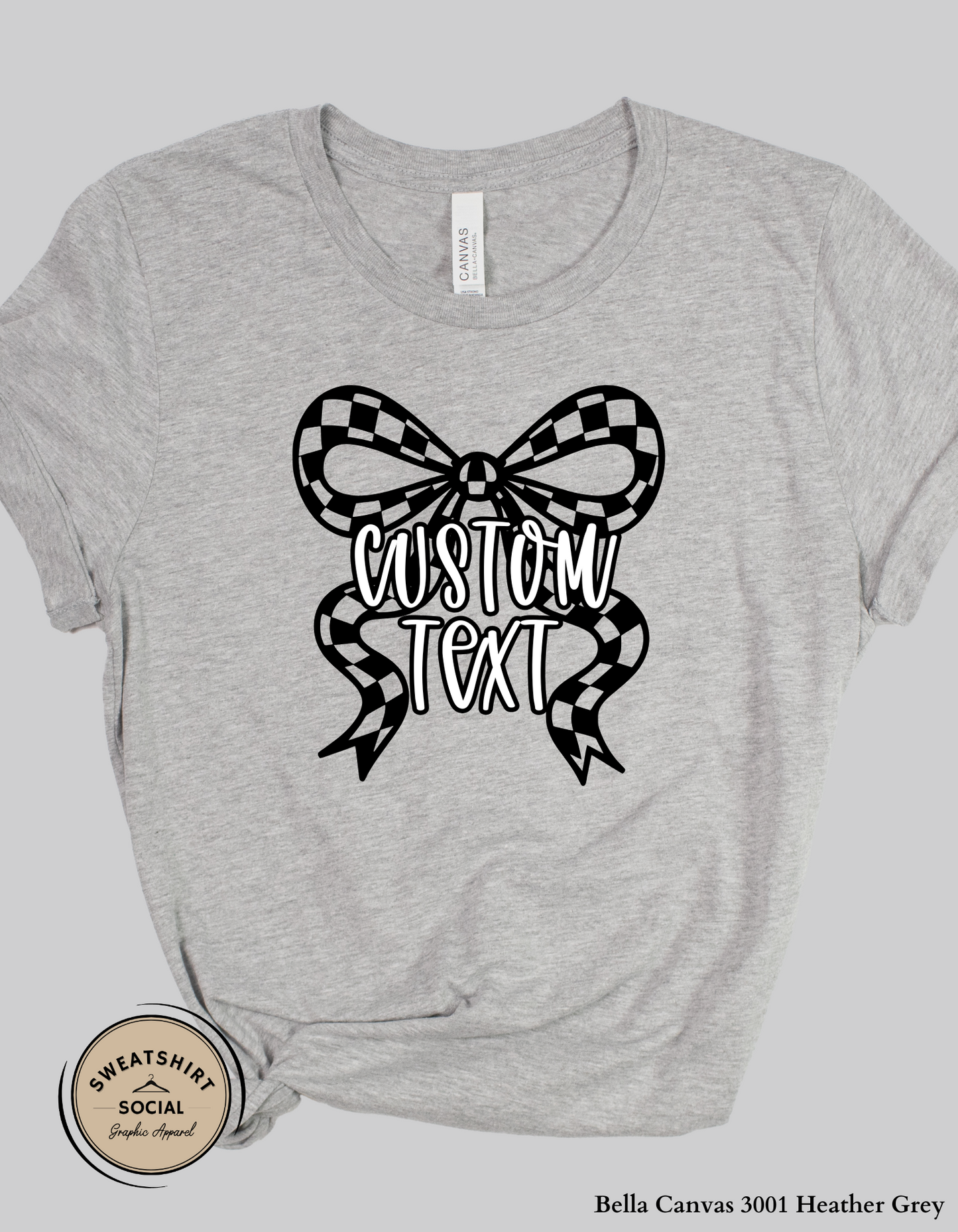 Custom Bow Shirt or Sweatshirt – Personalized Text & Colors (Adult Sizes)