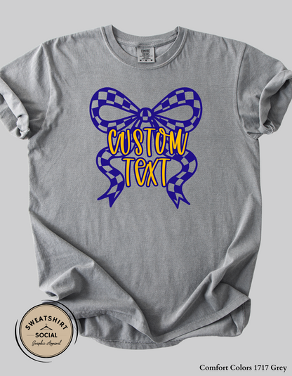Custom Bow Shirt or Sweatshirt – Personalized Text & Colors (Adult Sizes)