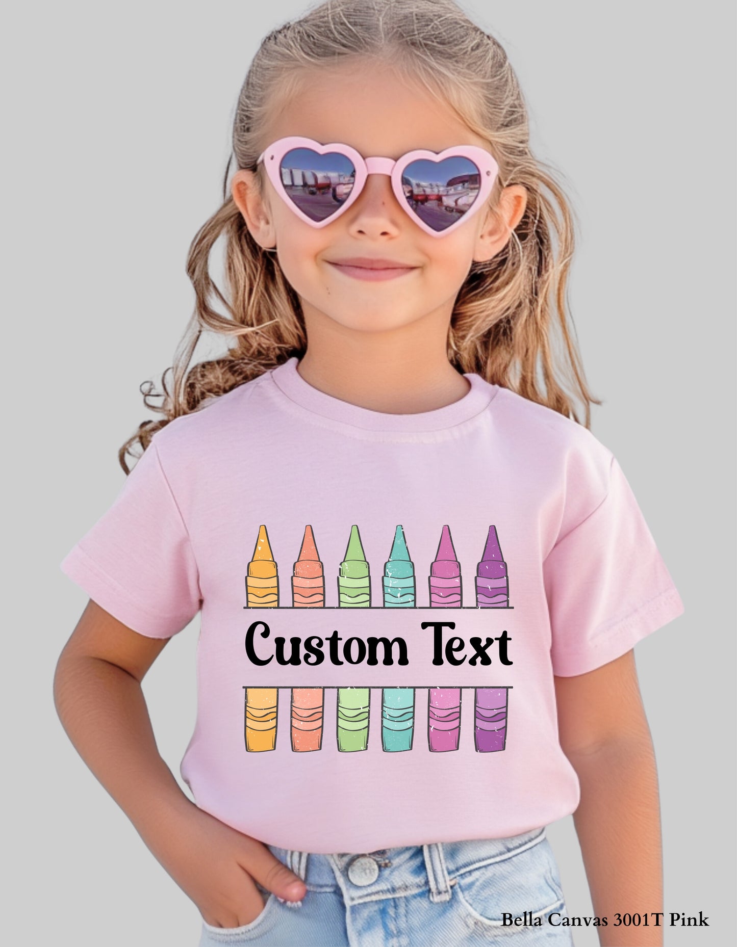Custom Crayon Grade Shirt – Personalized Back to School Tee for Kids (Bella+Canvas Toddler & Youth Sizes)