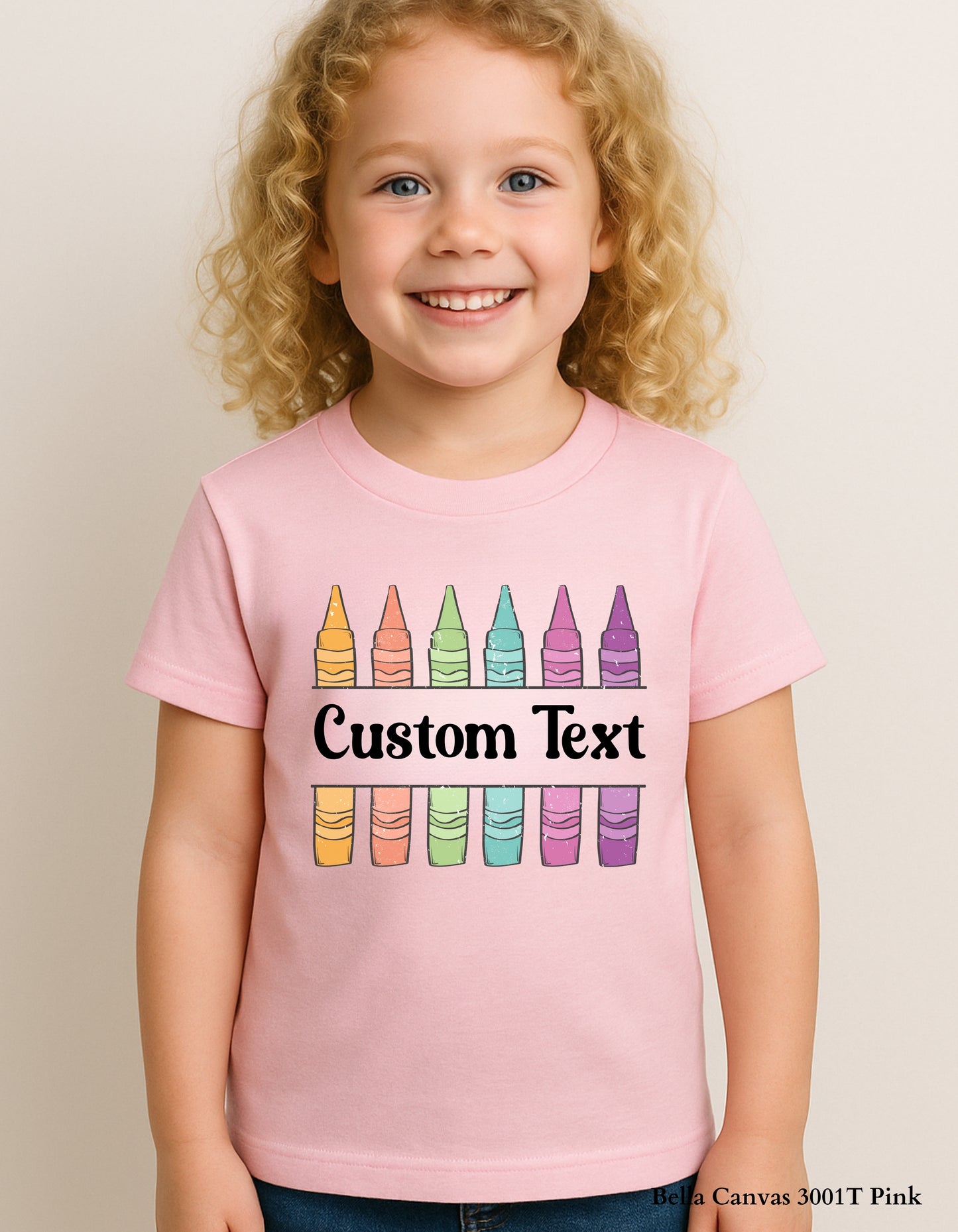 Custom Crayon Grade Shirt – Personalized Back to School Tee for Kids (Bella+Canvas Toddler & Youth Sizes)