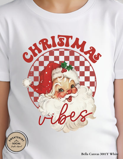 Kids Christmas Vibes Sweatshirt – Retro Santa Holiday Crewneck (Infant–Youth Sizes)