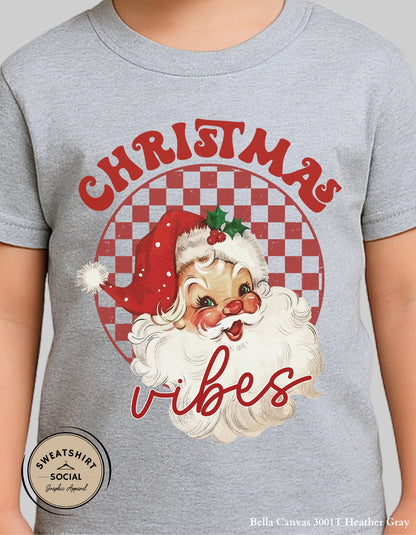 Kids Christmas Vibes Sweatshirt – Retro Santa Holiday Crewneck (Infant–Youth Sizes)