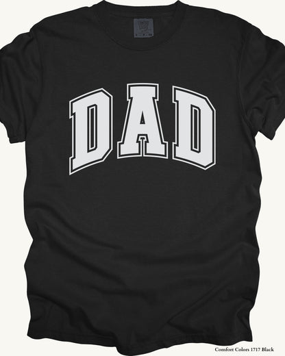 Classic DAD Shirt – Comfort Colors Father’s Day Gift (Collegiate White Text Design)