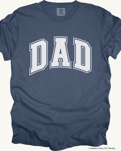Classic DAD Shirt – Comfort Colors Father’s Day Gift (Collegiate White Text Design)