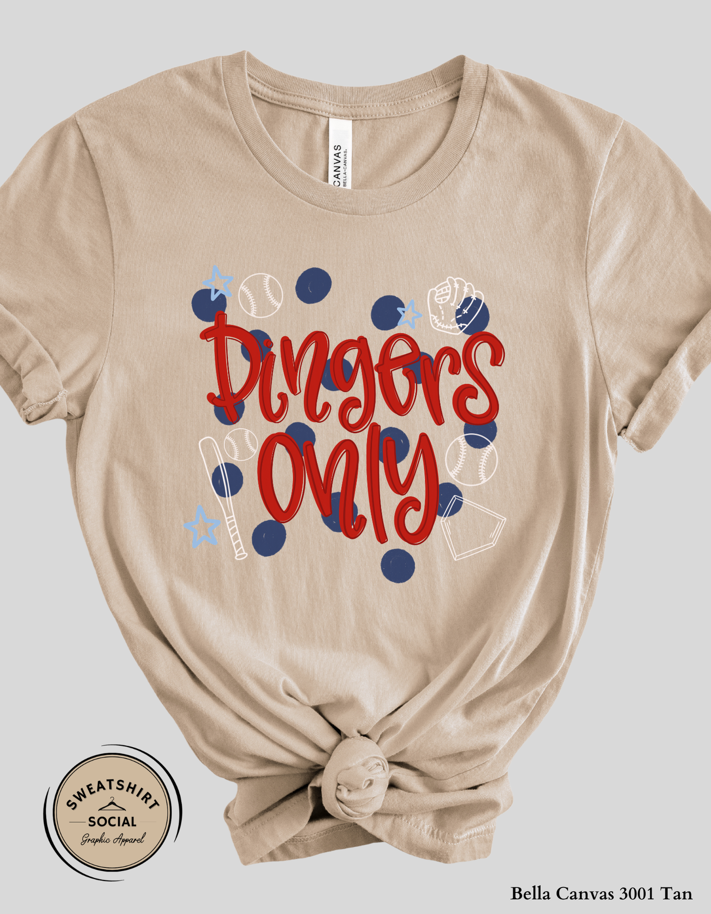 Dingers Only Baseball Shirt or Sweatshirt – Bold Game Day Graphic Tee for Baseball Moms & Fans (Adult Sizes S–2XL)