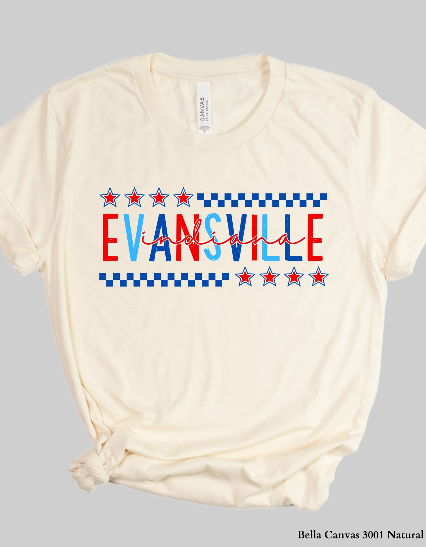 Evansville IN Fourth of July Shirt – Patriotic Red, White & Blue Hometown T-Shirt or Tank