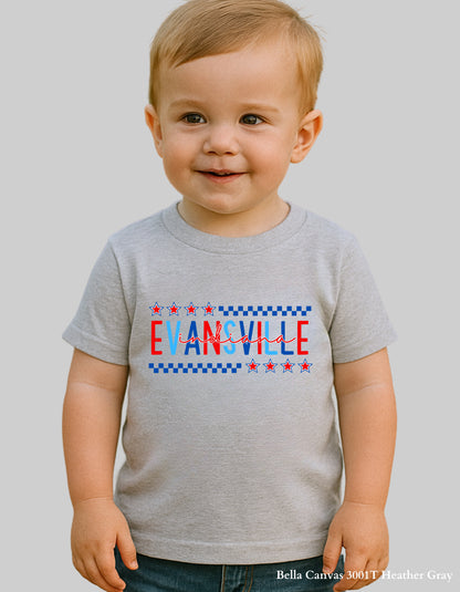 Kids’ Evansville Fourth of July Shirt – Patriotic Hometown Tee (Infant, Toddler & Youth Sizes)