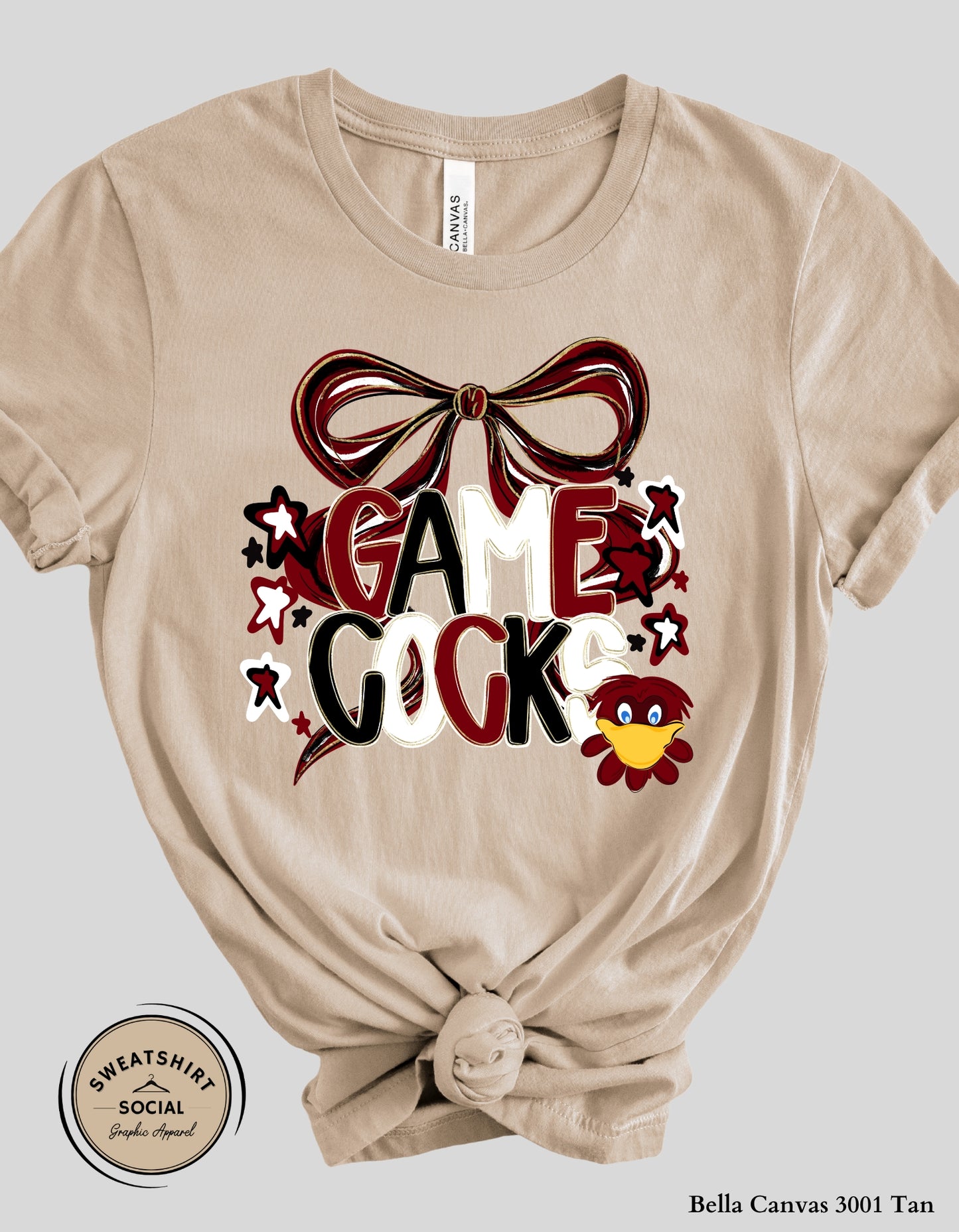 South Carolina Gamecocks Bow Shirt – Vintage Game Day Tee (Adult Unisex Sizes)