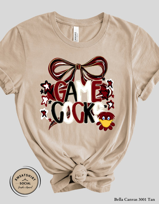 South Carolina Gamecocks Bow Shirt – Vintage Game Day Tee (Adult Unisex Sizes)