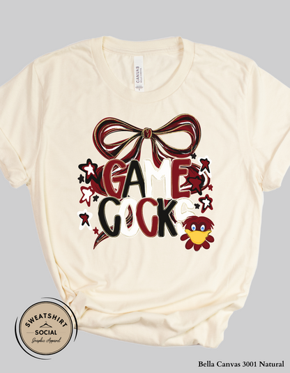 South Carolina Gamecocks Bow Shirt – Vintage Game Day Tee (Adult Unisex Sizes)
