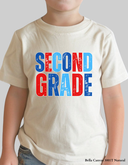 Kids Back to School Grade Shirt – Pre-K to 5th Grade (Red, White & Blue Design)