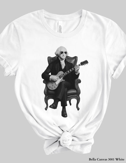 George Washington Guitar Shirt or Sweatshirt – Black & White Founding Father Design | Patriotic Family Matching Tee