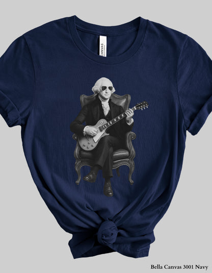George Washington Guitar Shirt or Sweatshirt – Black & White Founding Father Design | Patriotic Family Matching Tee