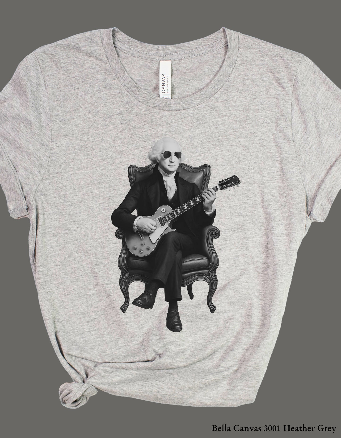 George Washington Guitar Shirt or Sweatshirt – Black & White Founding Father Design | Patriotic Family Matching Tee