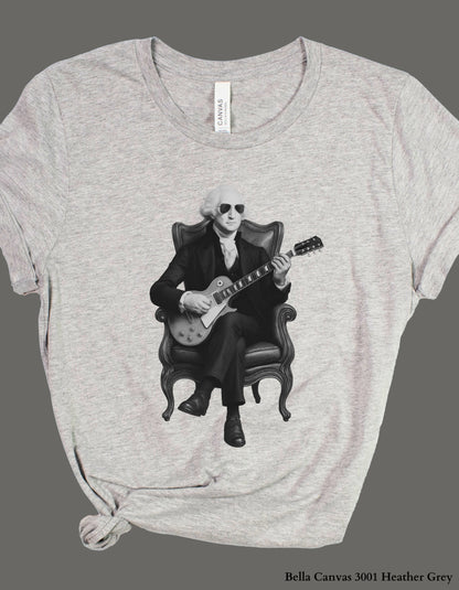George Washington Guitar Shirt or Sweatshirt – Black & White Founding Father Design | Patriotic Family Matching Tee