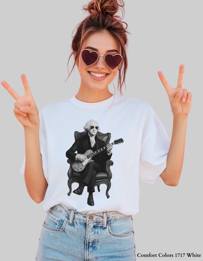 George Washington Guitar Shirt or Sweatshirt – Black & White Founding Father Design | Patriotic Family Matching Tee