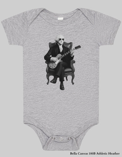 Kids George Washington Guitar Tee – Black & White | Founding Fathers Rock Series Family Matching Shirt