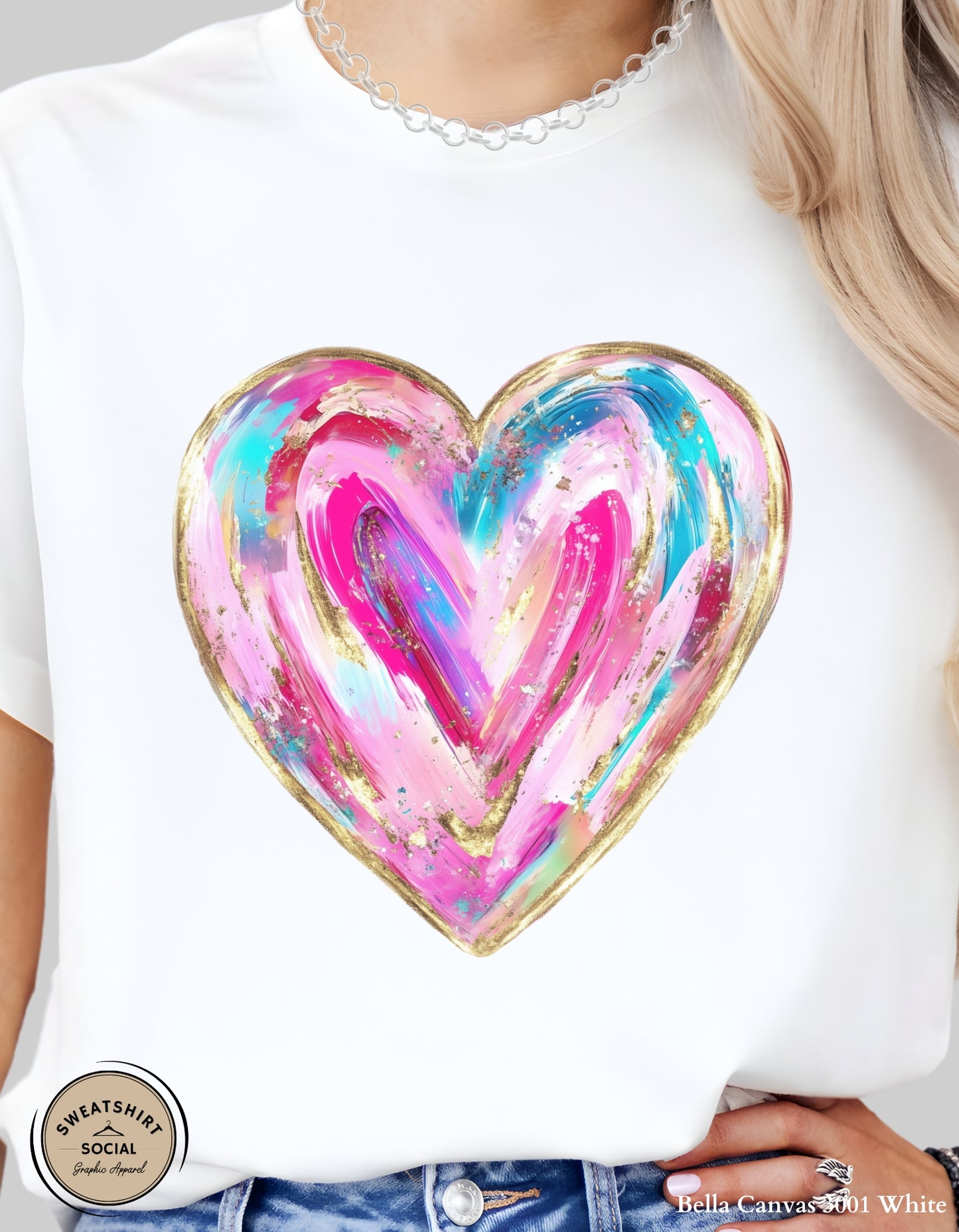Painted Heart Valentine’s Day T-Shirt or Sweatshirt – Colorful Love Art Design (Adult Sizes S–2XL)