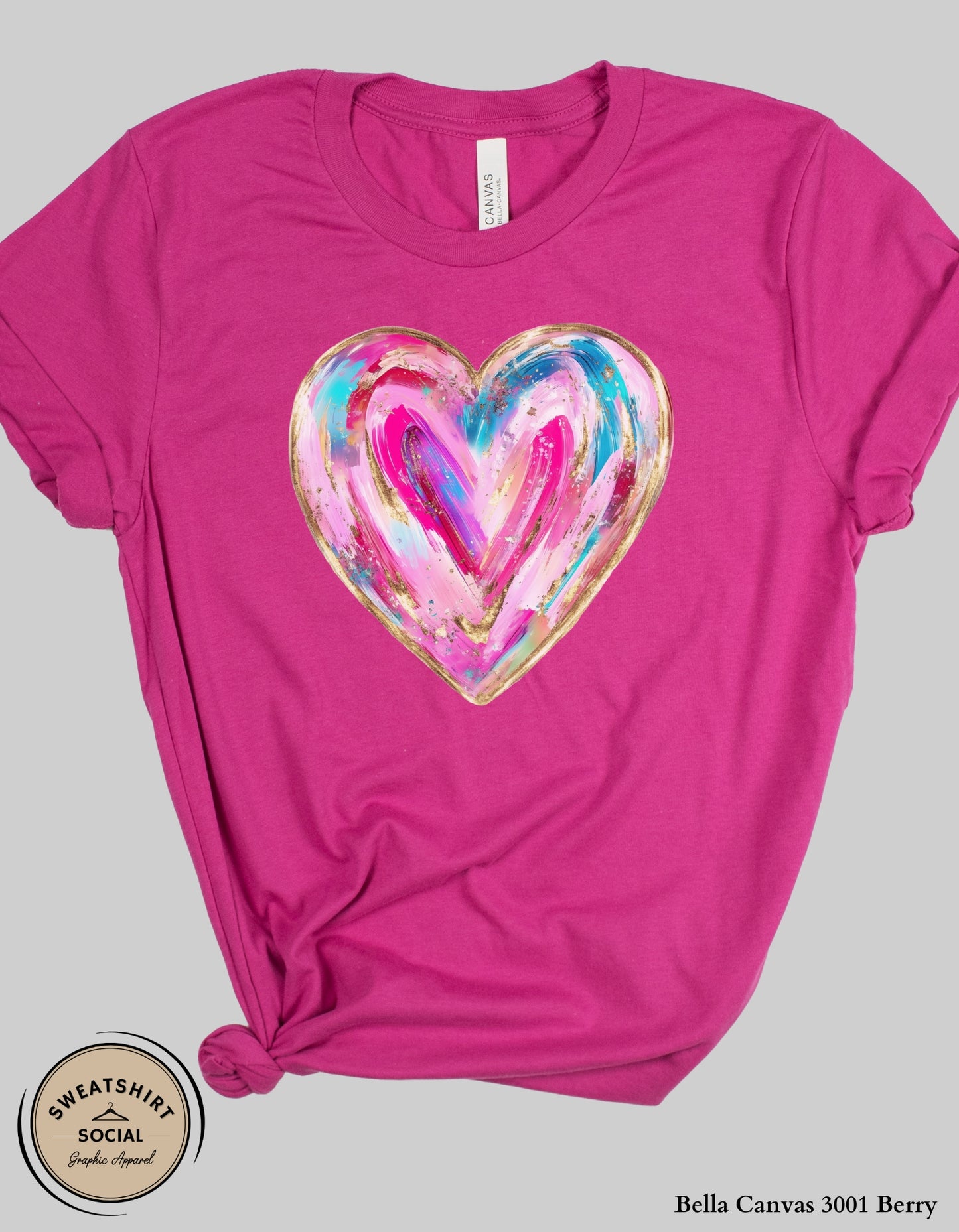 Painted Heart Valentine’s Day T-Shirt or Sweatshirt – Colorful Love Art Design (Adult Sizes S–2XL)