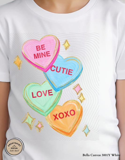 Conversation Hearts Valentine’s Day Shirt for Kids – Candy Heart Love Design (Infant–Youth Sizes)
