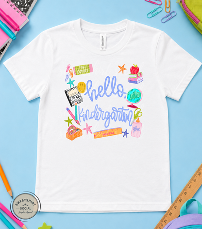 Hello Grade Level Kids Shirt – Colorful Back to School Tee for Pre-K, Kindergarten, 1st–5th Grade