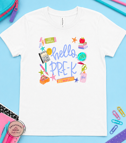 Hello Grade Level Kids Shirt – Colorful Back to School Tee for Pre-K, Kindergarten, 1st–5th Grade