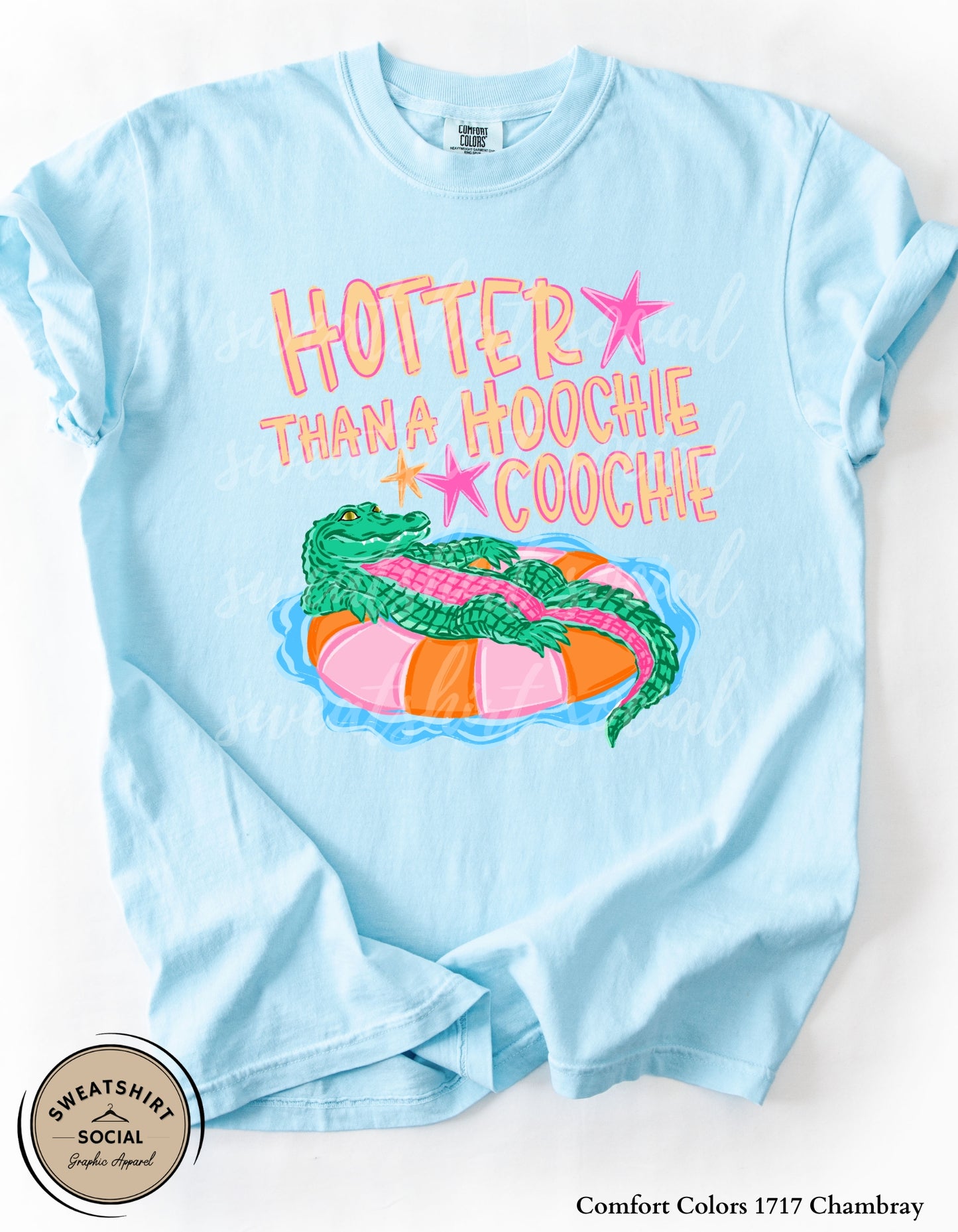 Hotter Than a Hoochie Coochie Graphic Shirt – Funny Summer Gator Tee or Tank (Adult Sizes S–2XL)