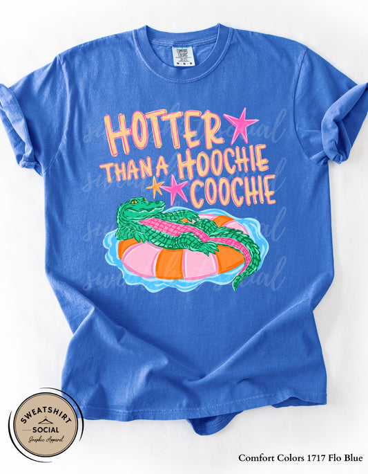Hotter Than a Hoochie Coochie Graphic Shirt – Funny Summer Gator Tee or Tank (Adult Sizes S–2XL)