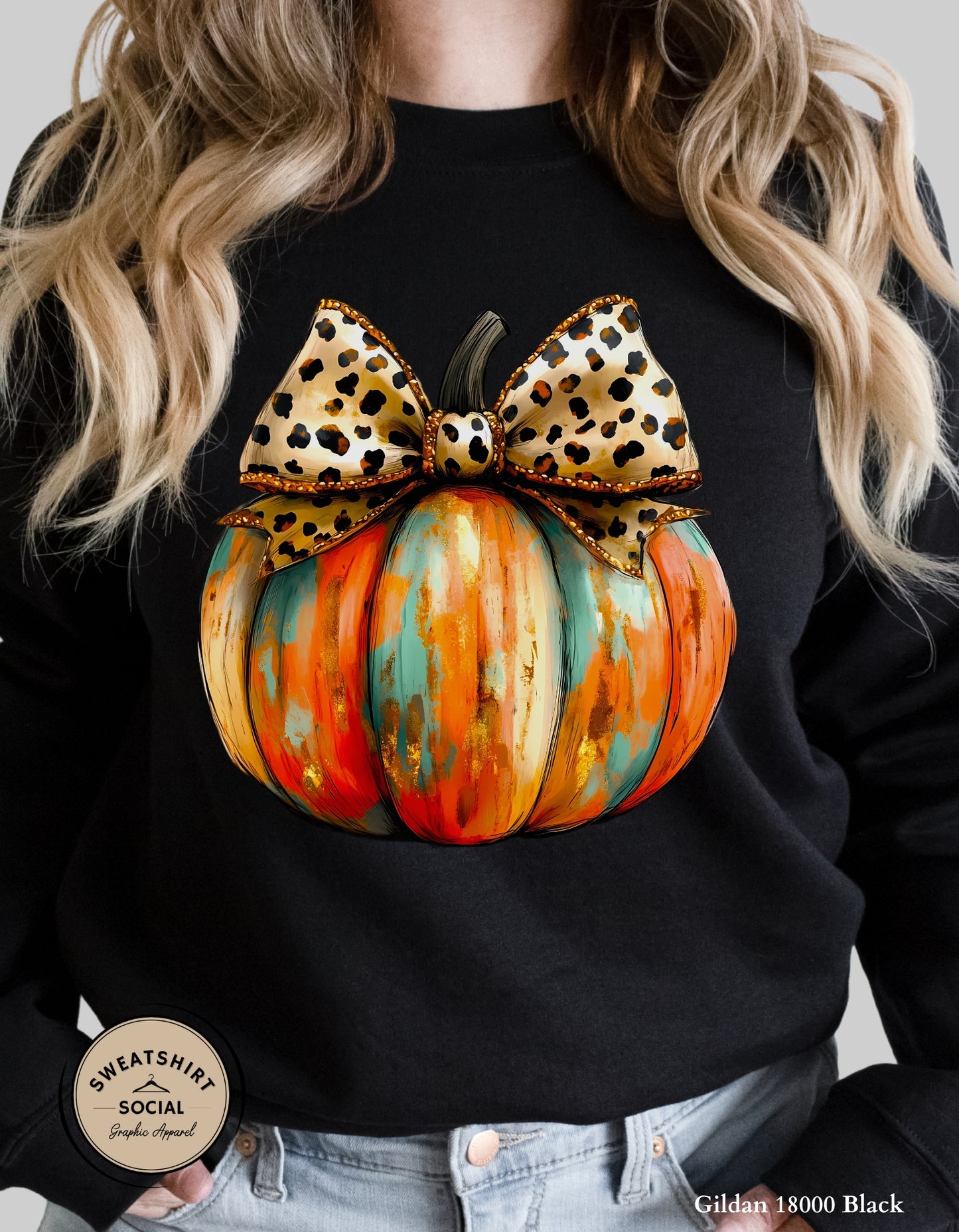 Leopard Bow Pumpkin Shirt – Bold & Glam Fall Thanksgiving Tee (Adult Sizes S–2XL)