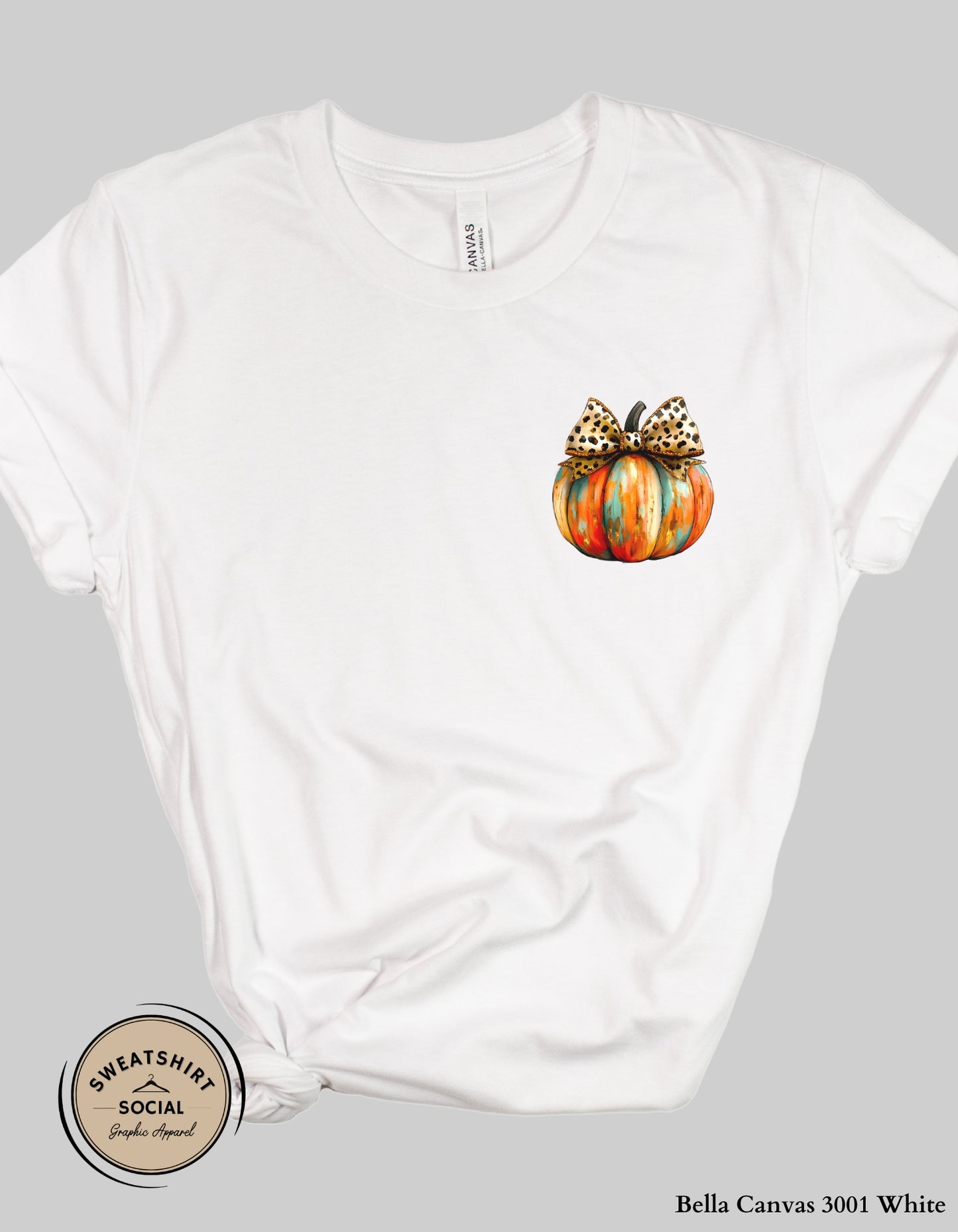 Leopard Bow Pumpkin Shirt – Bold & Glam Fall Thanksgiving Tee (Adult Sizes S–2XL)