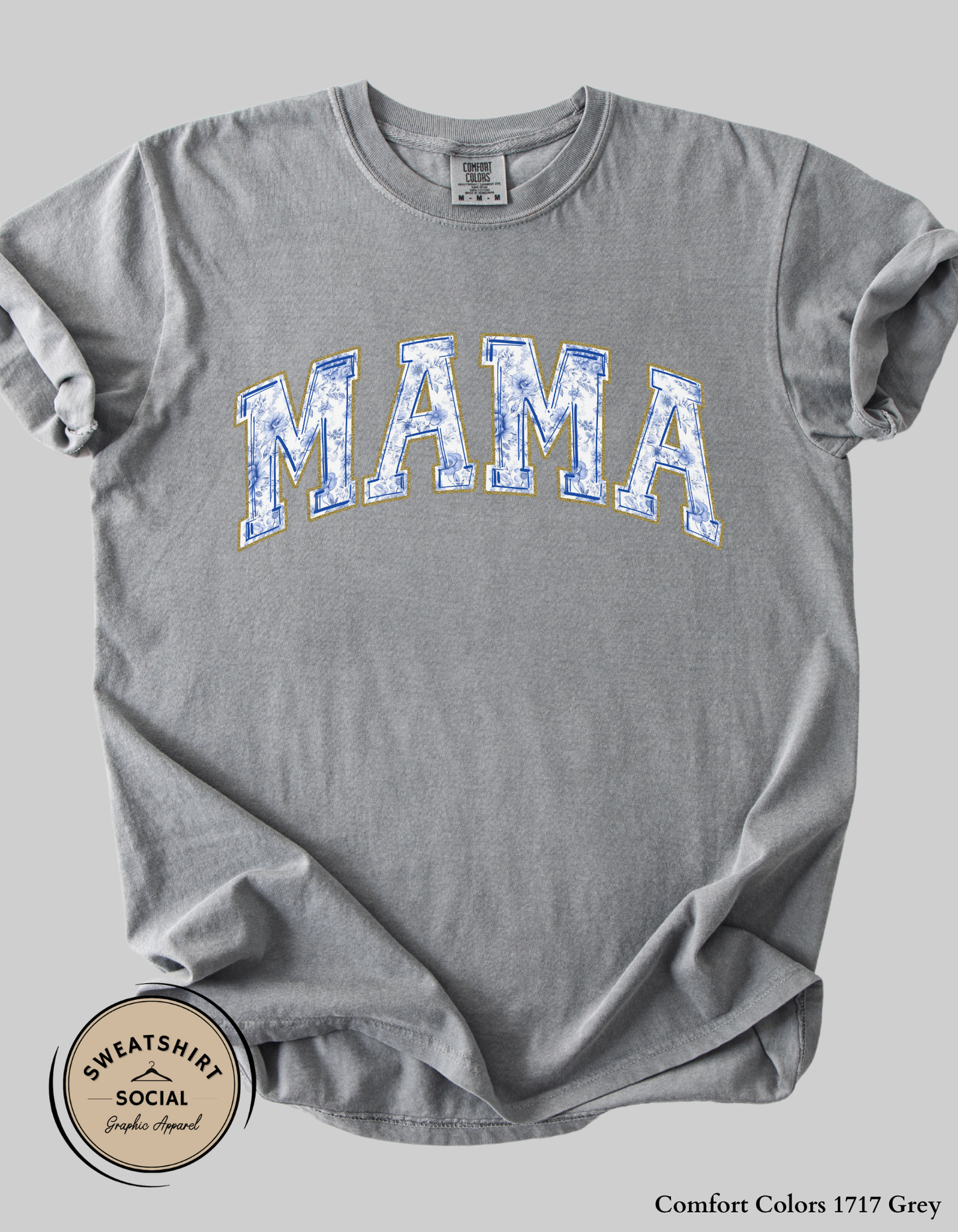 Mama & Mini Matching Shirts or Sweatshirts – Blue Toile Mommy and Me Outfits (Adult + Kids Sizes)