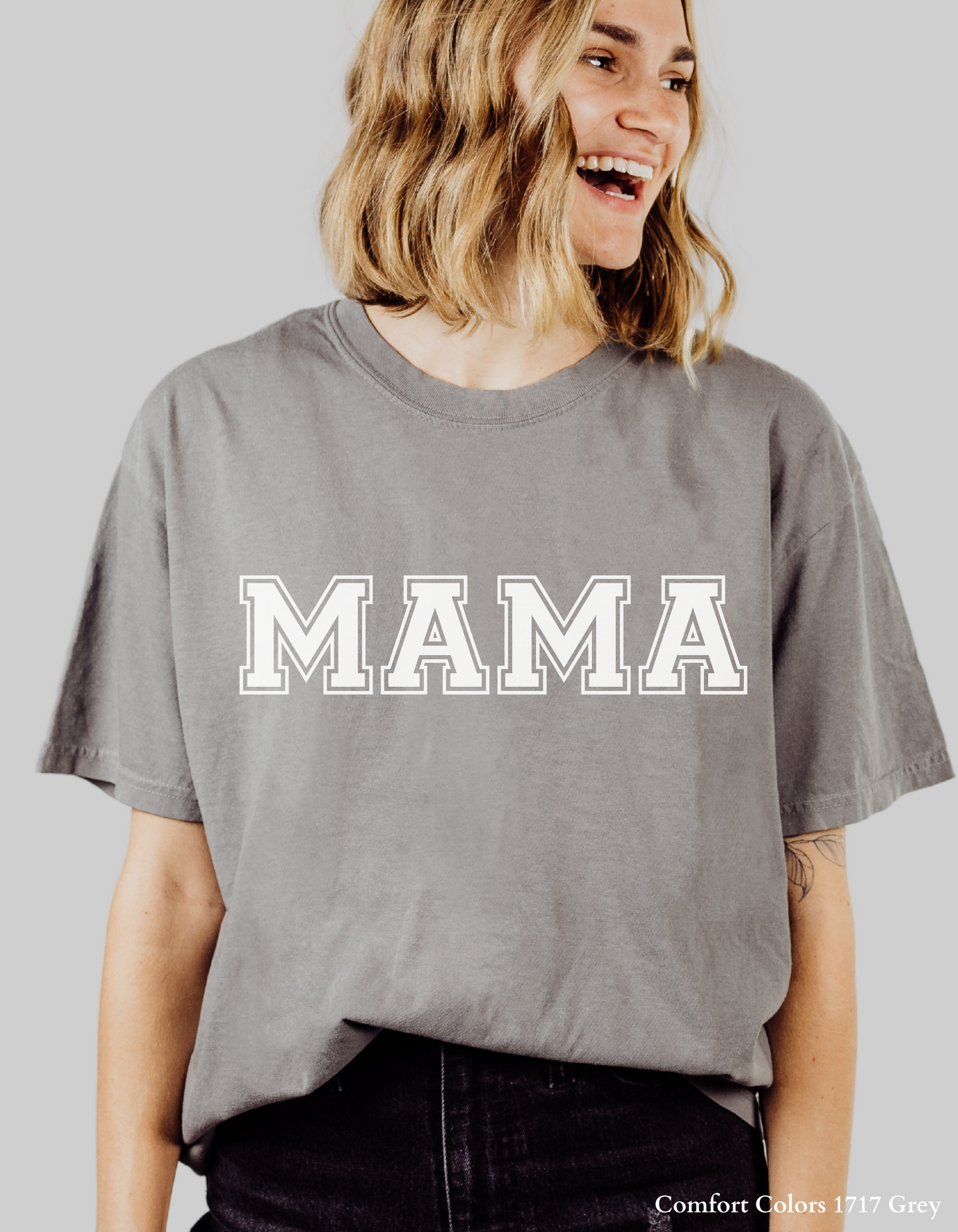 White Varsity Mama – Bold Collegiate Letter T-Shirt or Sweatshirt