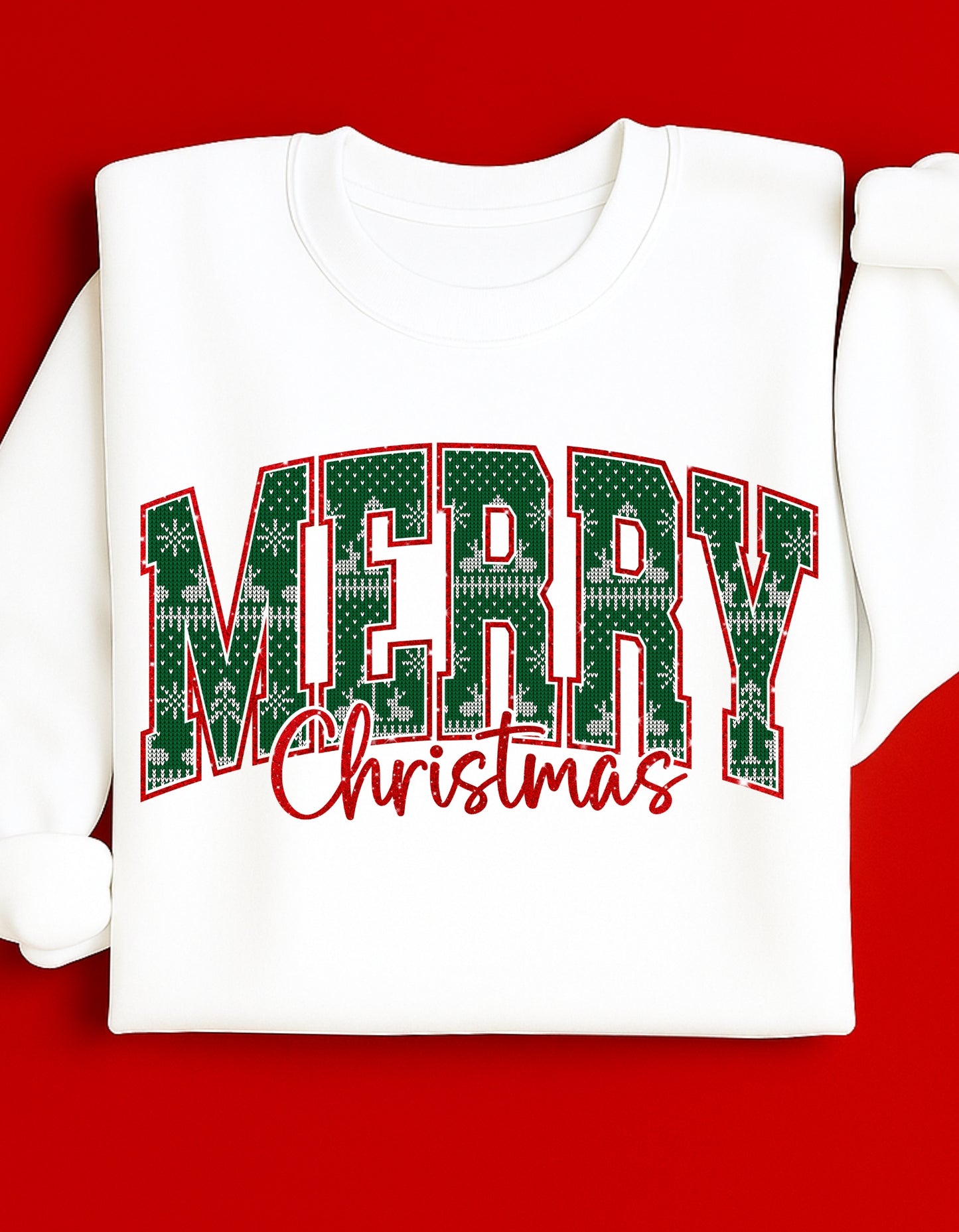 Merry Christmas Sweatshirt – Classic Holiday Lettered Crewneck (Adult Sizes S–2XL)