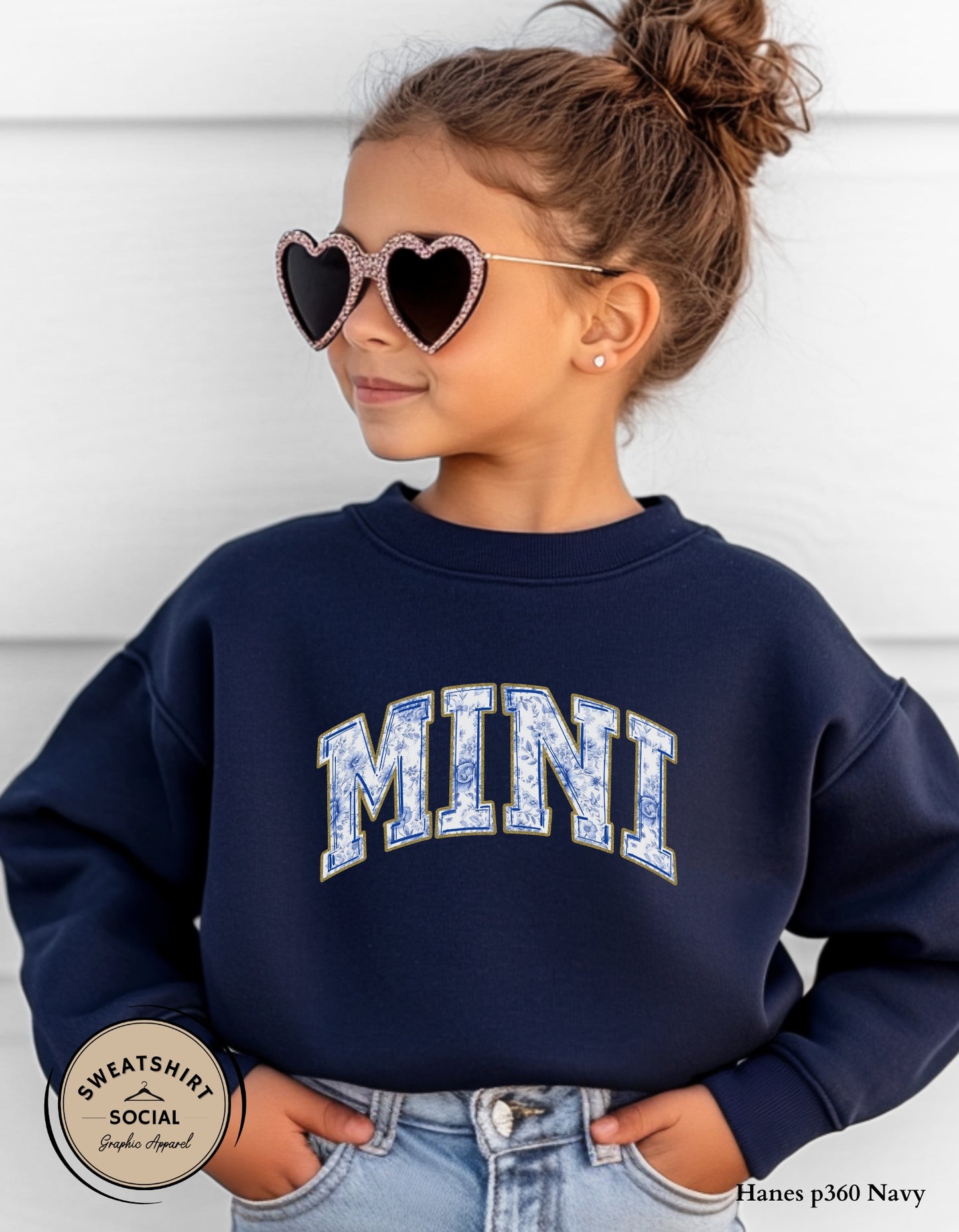 Mama & Mini Matching Shirts or Sweatshirts – Blue Toile Mommy and Me Outfits (Adult + Kids Sizes)