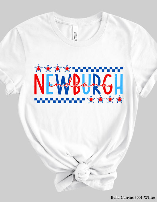 Newburgh IN Fourth of July Shirt – Patriotic Red, White & Blue Hometown T-Shirt or Tank