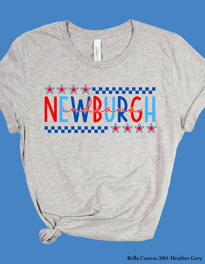 Newburgh IN Fourth of July Shirt – Patriotic Red, White & Blue Hometown T-Shirt or Tank